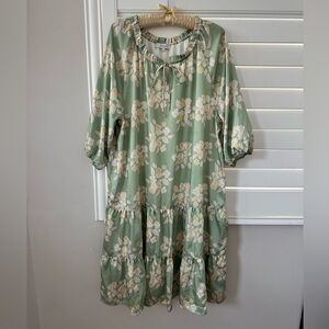 Floral Green midi Dress